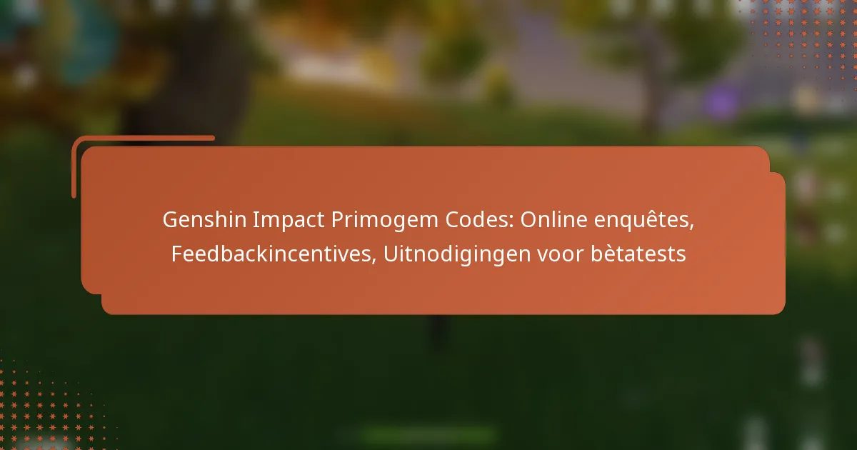 Genshin Impact Primogem Codes: Online enquêtes, Feedbackincentives, Uitnodigingen voor bètatests